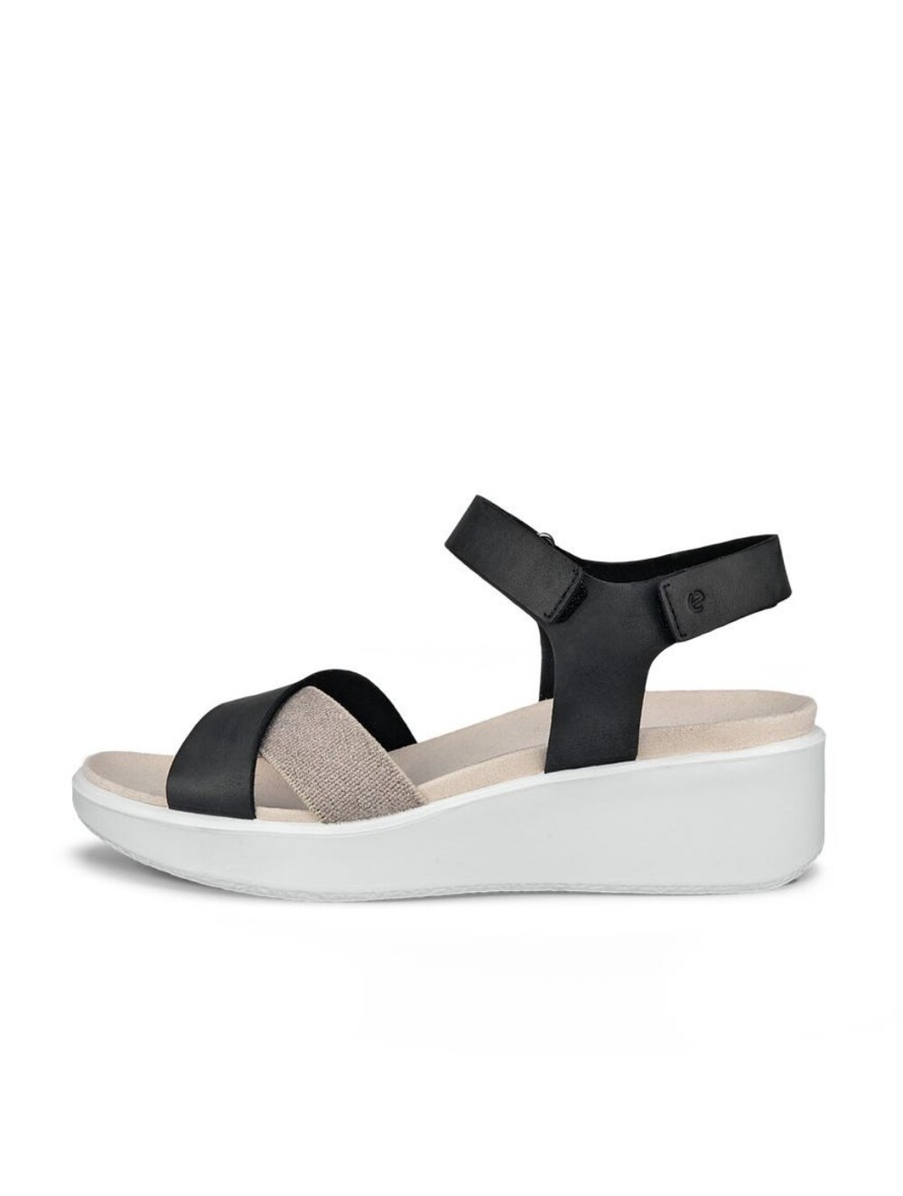 NWT Ecco Flower Black And Tan Sandals, Size 38